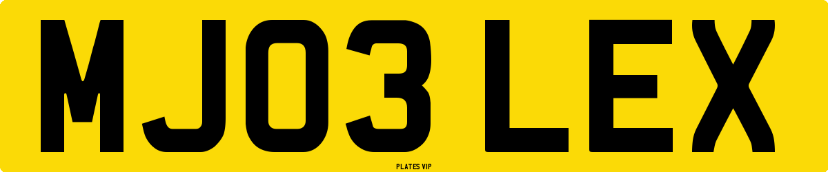 MJ03 LEX Number Plate