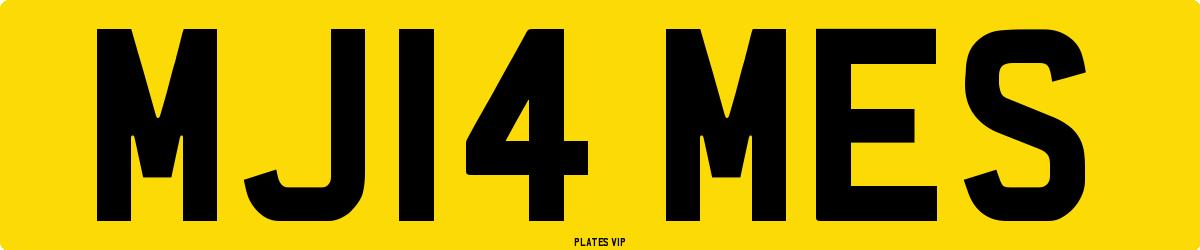 MJ14 MES Number Plate