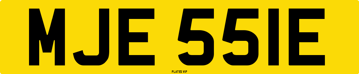 MJE 55IE Number Plate