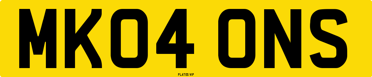 MK04 ONS Number Plate