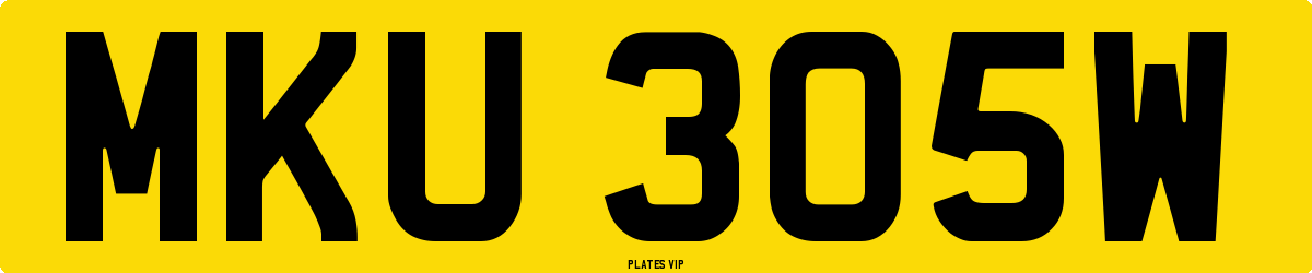 MKU 305W Number Plate