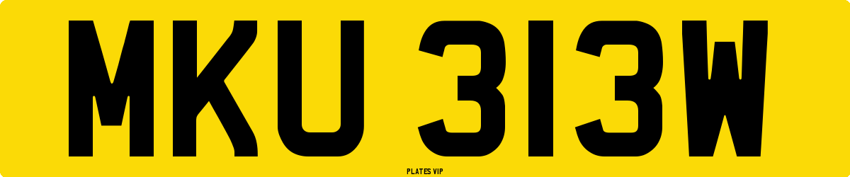 MKU 313W Number Plate