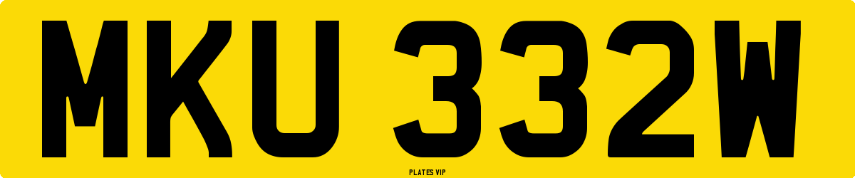 MKU 332W Number Plate