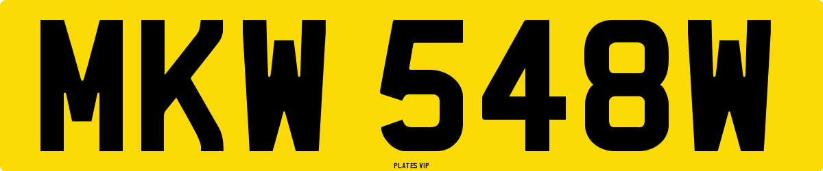 MKW 548W Number Plate