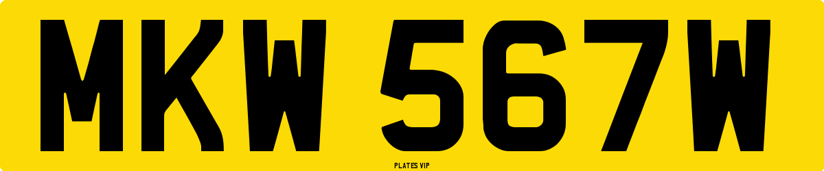 MKW 567W Number Plate