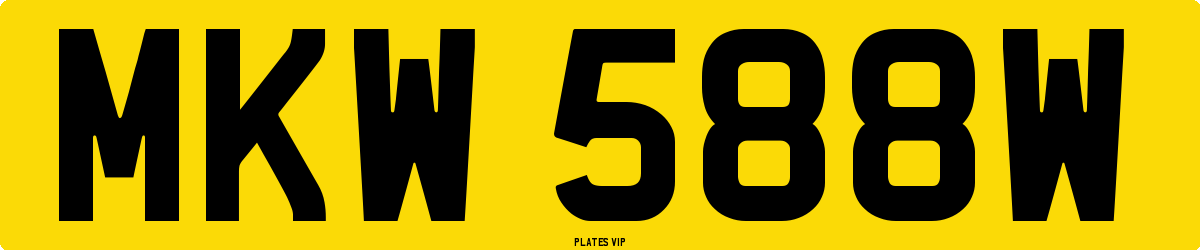 MKW 588W Number Plate