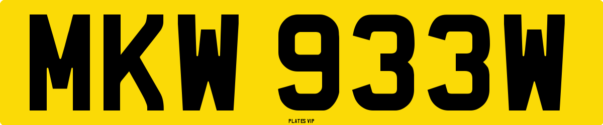 MKW 933W Number Plate
