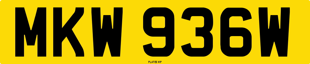 MKW 936W Number Plate
