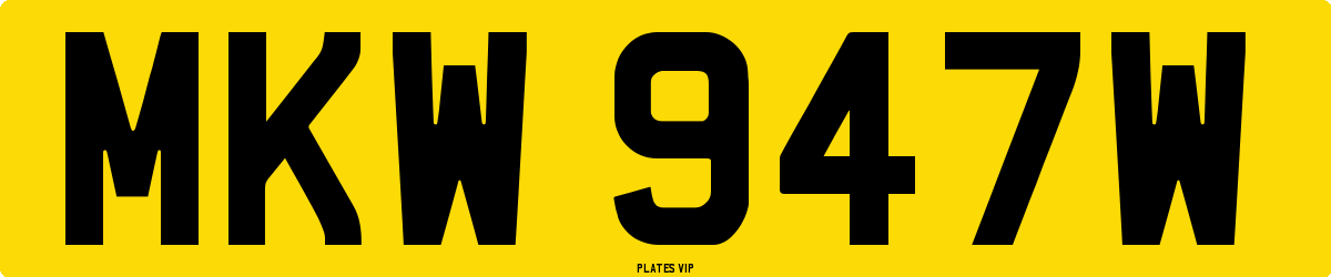 MKW 947W Number Plate