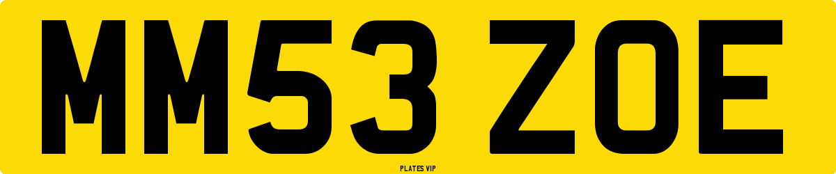 MM53 ZOE Number Plate