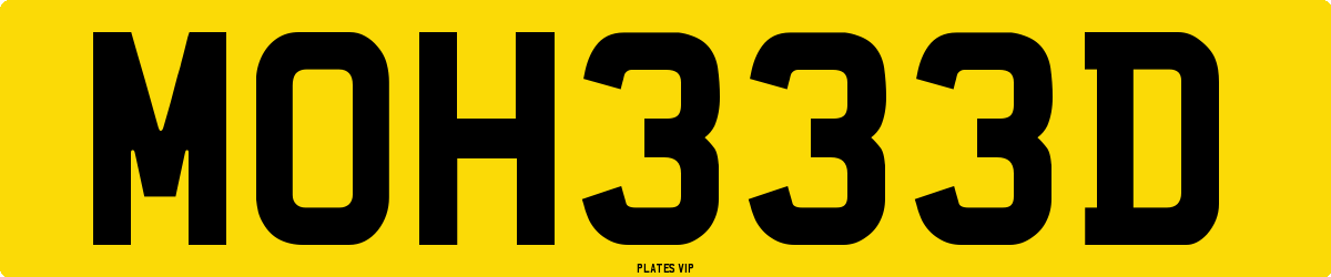 MOH333D Number Plate