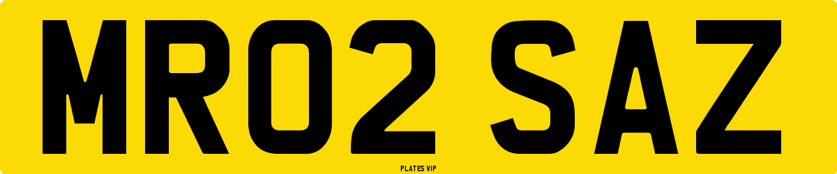 MR02 SAZ Number Plate
