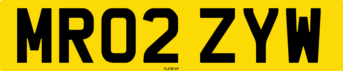 MR02 ZYW Number Plate