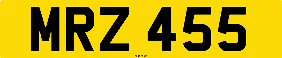 MRZ 455 Number Plate