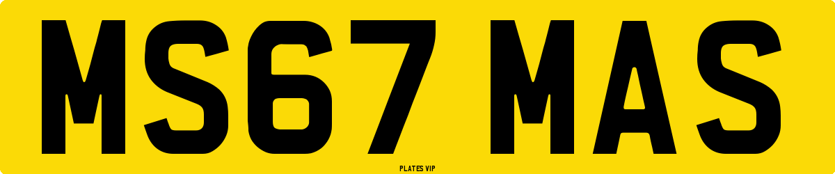 MS67 MAS Number Plate