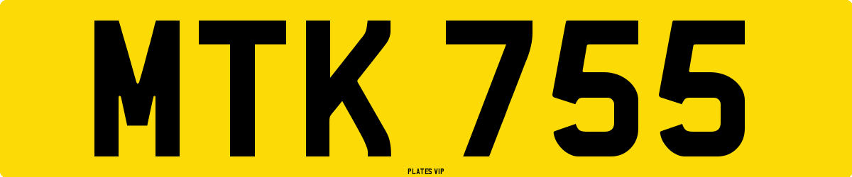 MTK 755 Number Plate