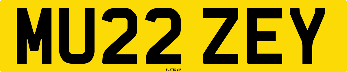MU22 ZEY Number Plate