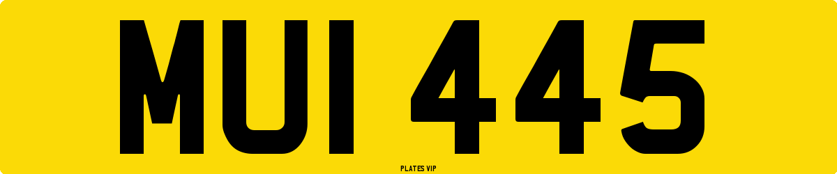 MUI 445 Number Plate