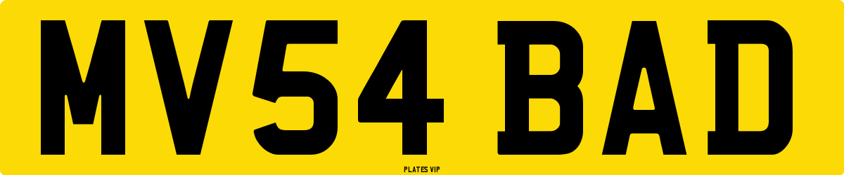 MV54 BAD Number Plate