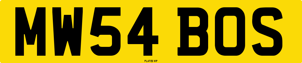 MW54 BOS Number Plate