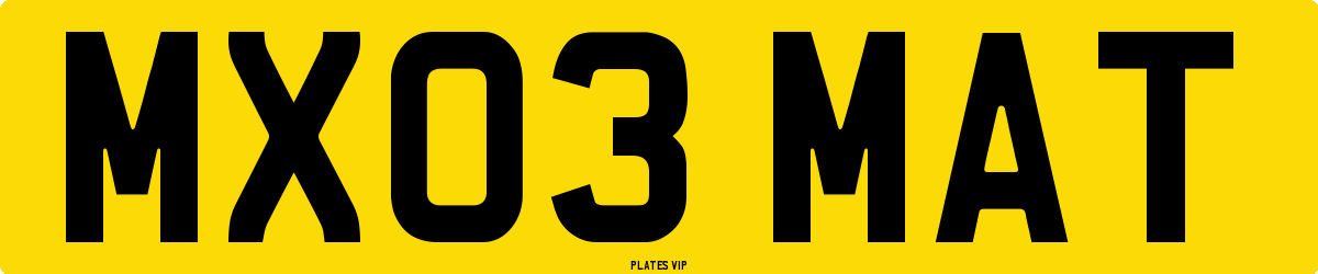 MX03 MAT Number Plate