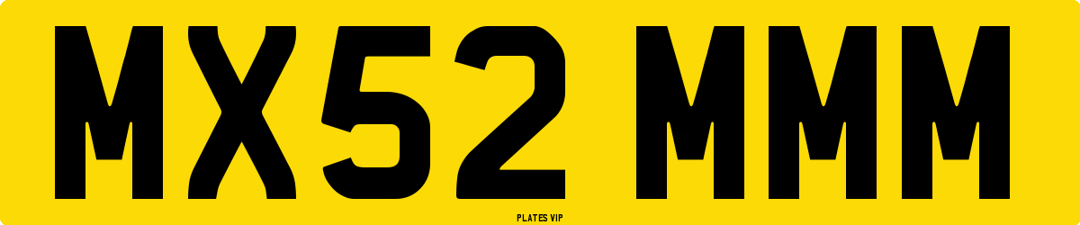 MX52 MMM Number Plate
