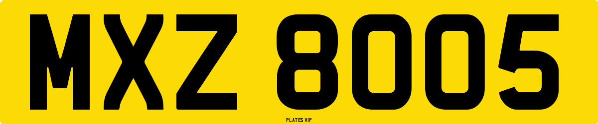 MXZ 8005 Number Plate