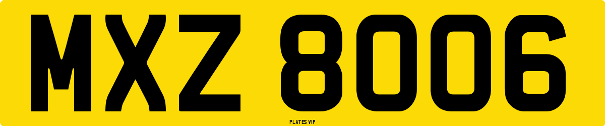 MXZ 8006 Number Plate