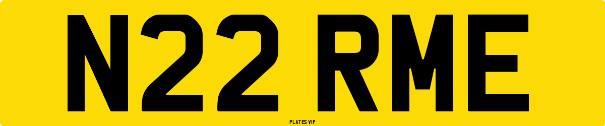 N22 RME Number Plate