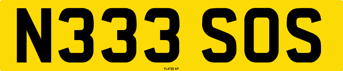 N333 SOS Number Plate