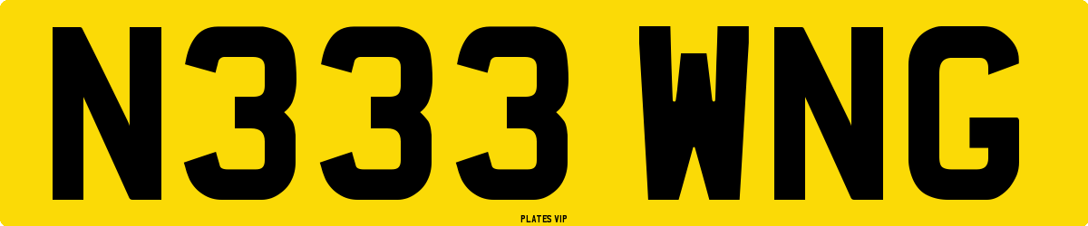 N333 WNG Number Plate
