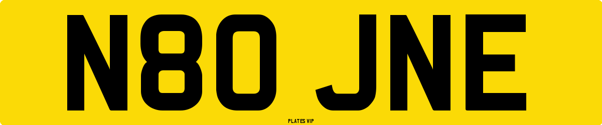N80 JNE Number Plate