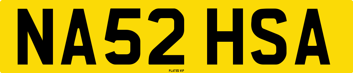 NA52 HSA Number Plate