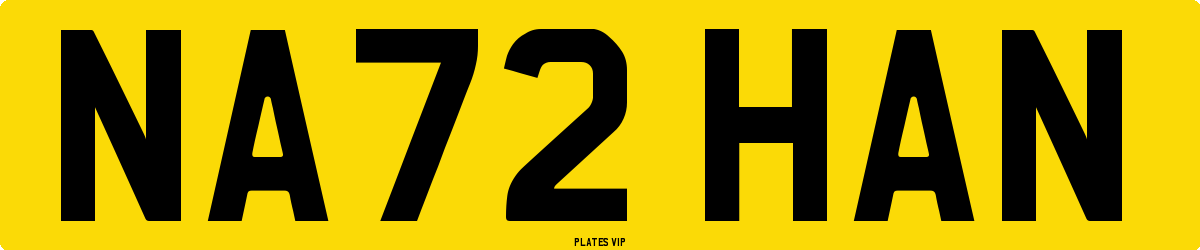 NA72 HAN Number Plate