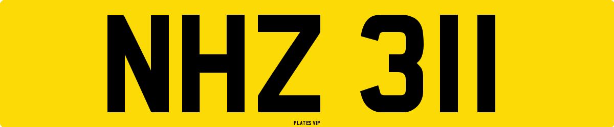 NHZ 311 Number Plate
