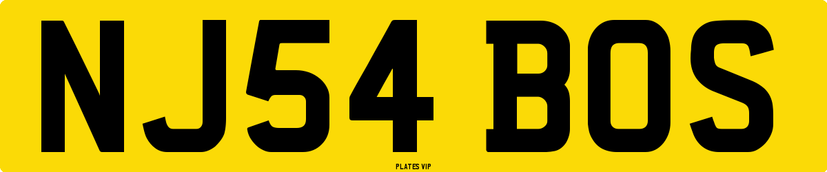 NJ54 BOS Number Plate