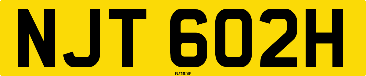 NJT 602H Number Plate
