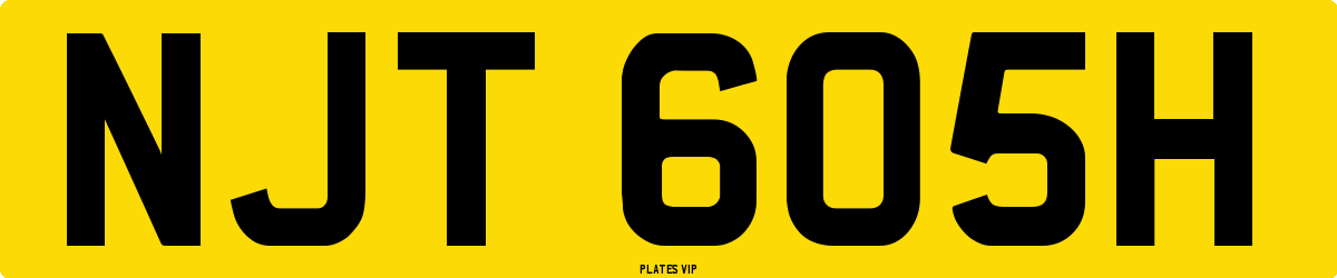 NJT 605H Number Plate