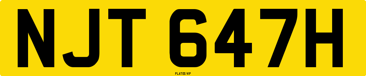NJT 647H Number Plate