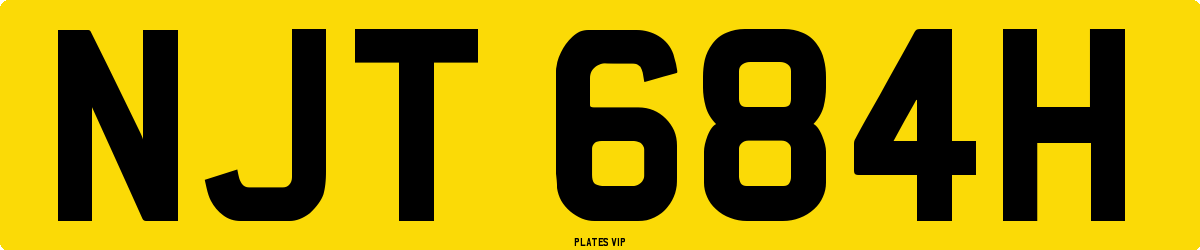 NJT 684H Number Plate