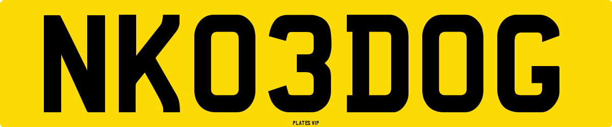 NK 03 DOG Number Plate