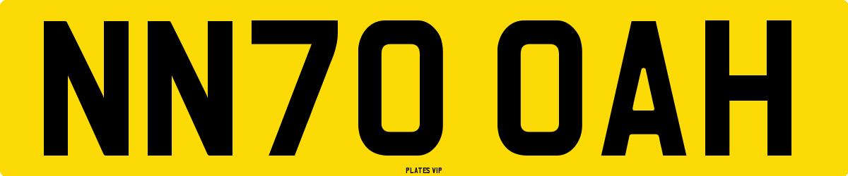 NN70 OAH Number Plate