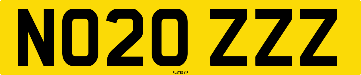 NO20 ZZZ Number Plate
