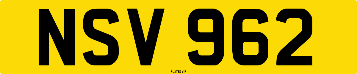 NSV 962 Number Plate