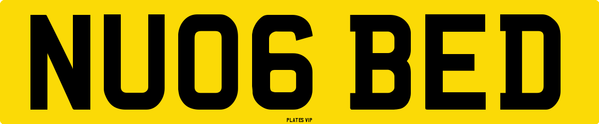 NU06 BED Number Plate