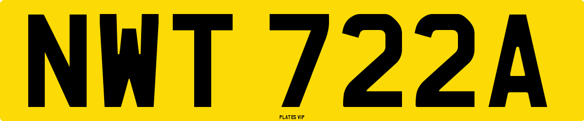 NWT 722A Number Plate