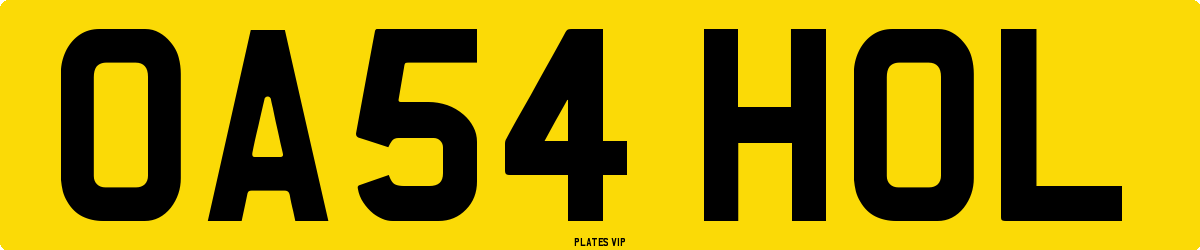OA54 HOL Number Plate