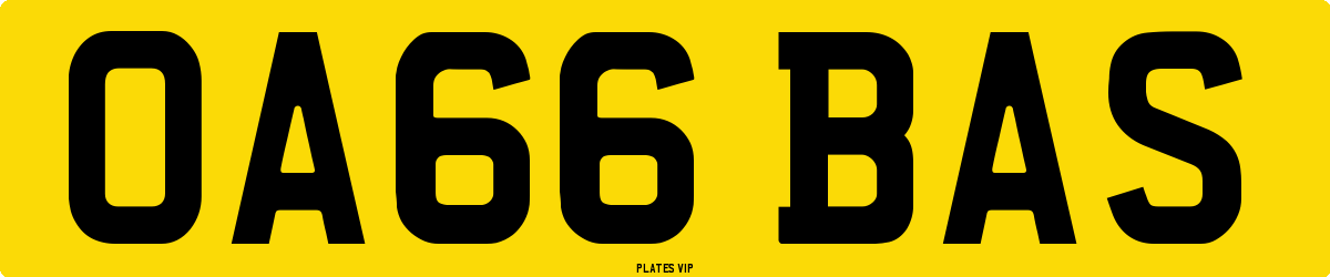 OA66 BAS Number Plate