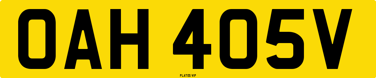 OAH 405V Number Plate