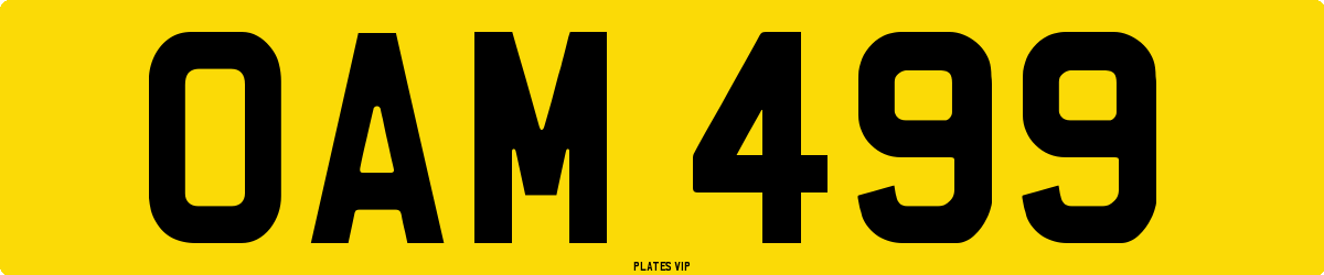 OAM 499 Number Plate